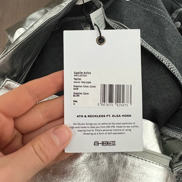 4th + Reckless x Elsa Hosk Silver Straight-leg Pant - Picture 5 of 6